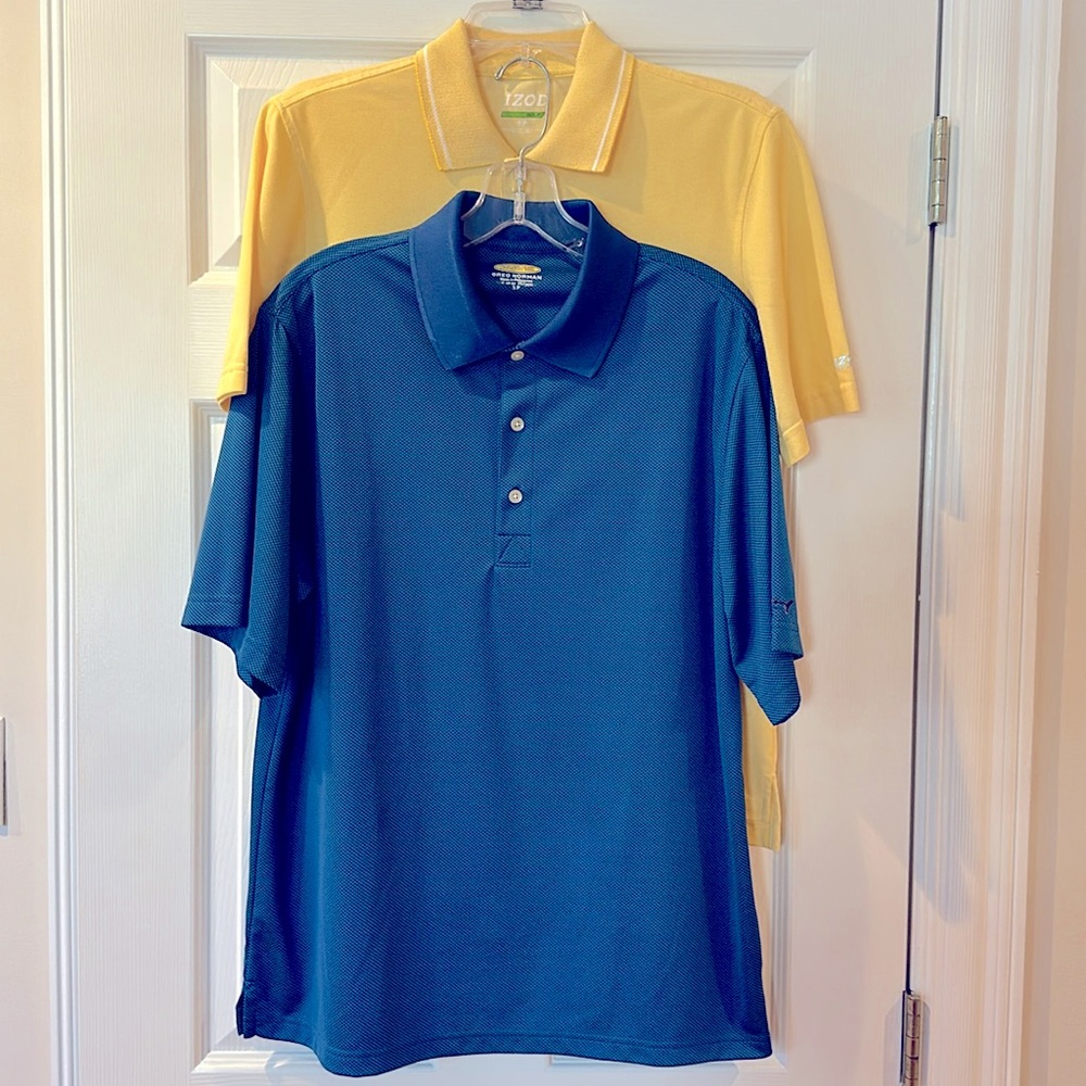 Bundle of 2 Men’s Polo Golf Shirts Size Small/Medium Greg Norman, Izod
